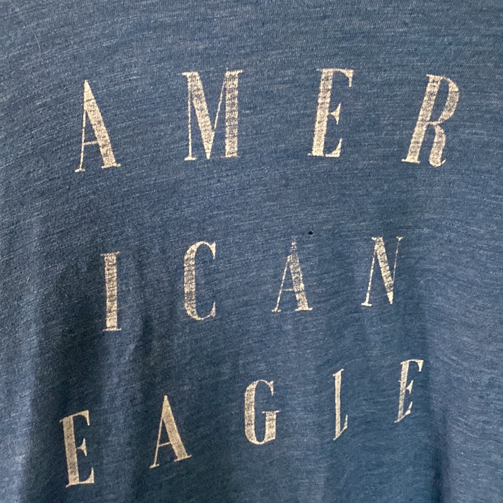 ‘American Eagle’ Mens Blue Hooded Long Sleeve Shirt. Never Warn. - Picture 3 of 3